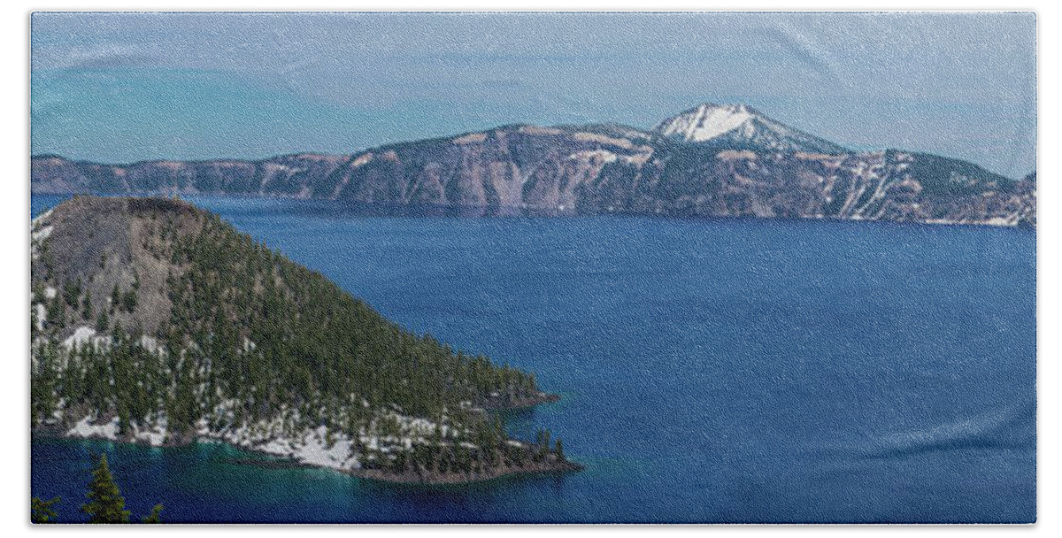 Crater Lake Bath Towel featuring the photograph Crater Lake - spring on the mountain by David Lee