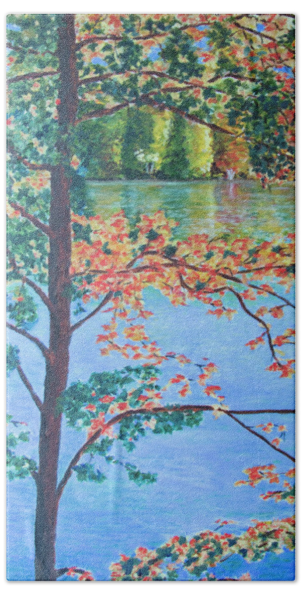 Lake Bath Towel featuring the painting Crawford Lake ON by Milly Tseng