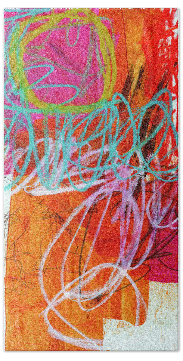 Jane Davies Bath Sheet featuring the painting Crayon Scribble #7 by Jane Davies