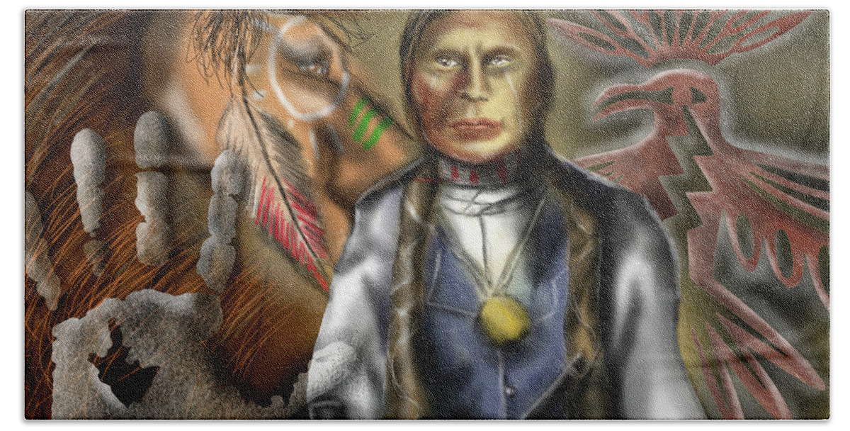  Bath Towel featuring the painting Crazy Horse by Rob Hartman