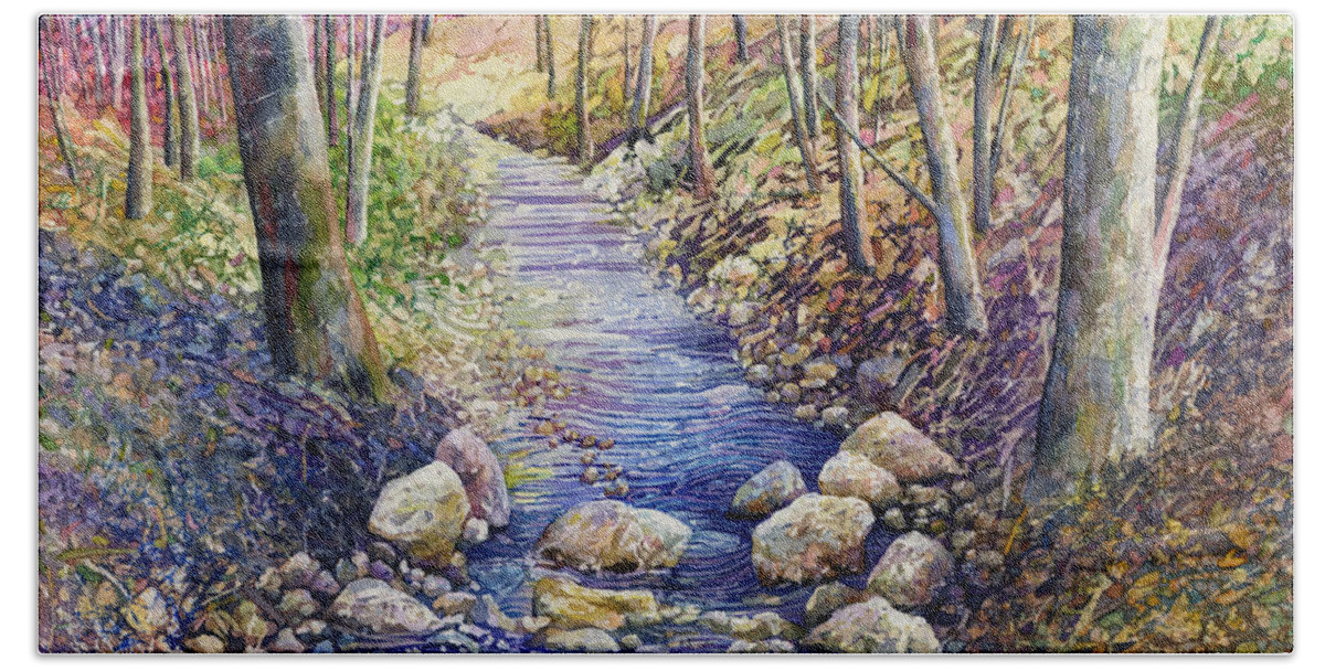 Creek Bath Sheet featuring the painting Creek Crossing by Hailey E Herrera