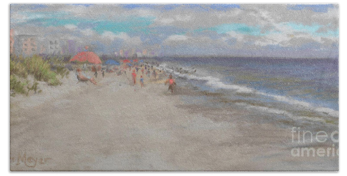 Seascape Crescent Beach Bath Towel featuring the painting Crescent Beach, Myrtle Beach by Terri Meyer