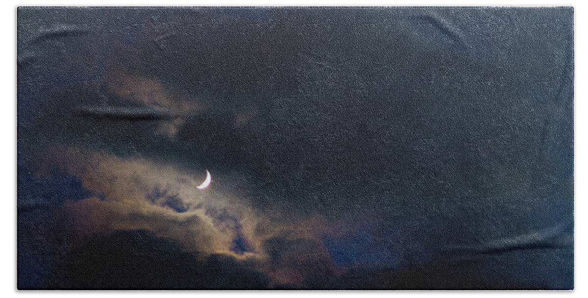 Crescent Moon In Hocking Hills Hand Towel featuring the photograph Crescent Moon in Hocking Hilla by Haren Images- Kriss Haren