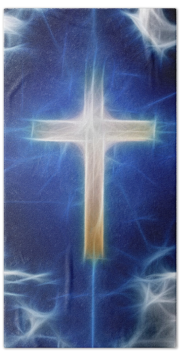 Cross Hand Towel featuring the digital art Cross Abstract by Bruce Rolff