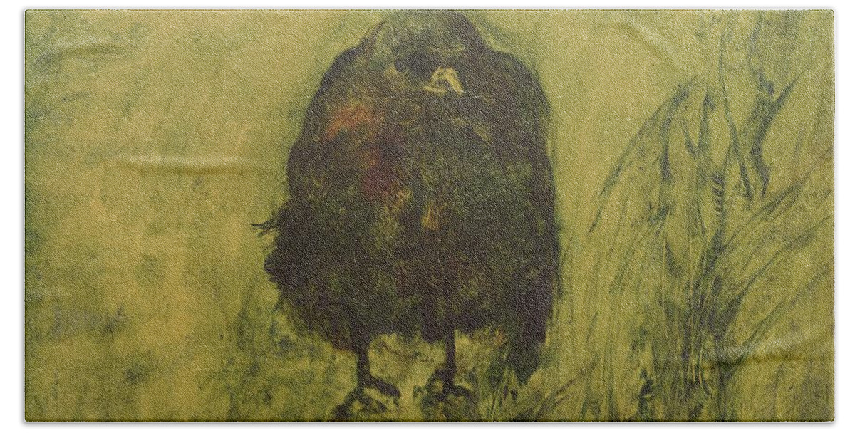 Bird Bath Towel featuring the painting Crow 26 by David Ladmore