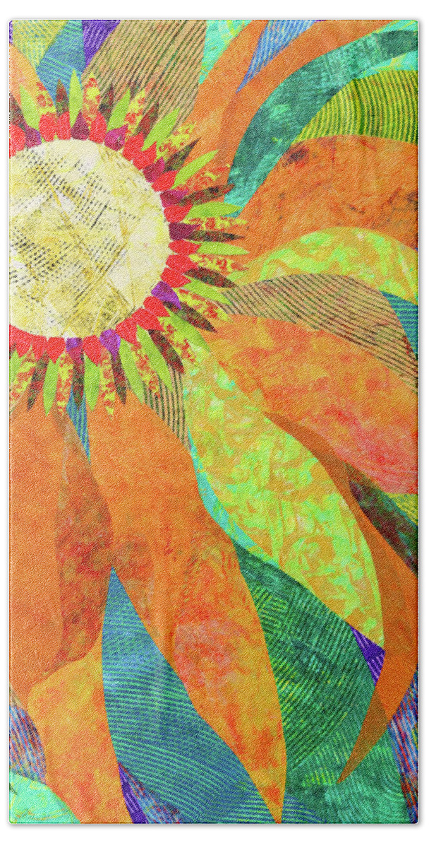 Collage Bath Towel featuring the painting Crown of Petals by Polly Castor