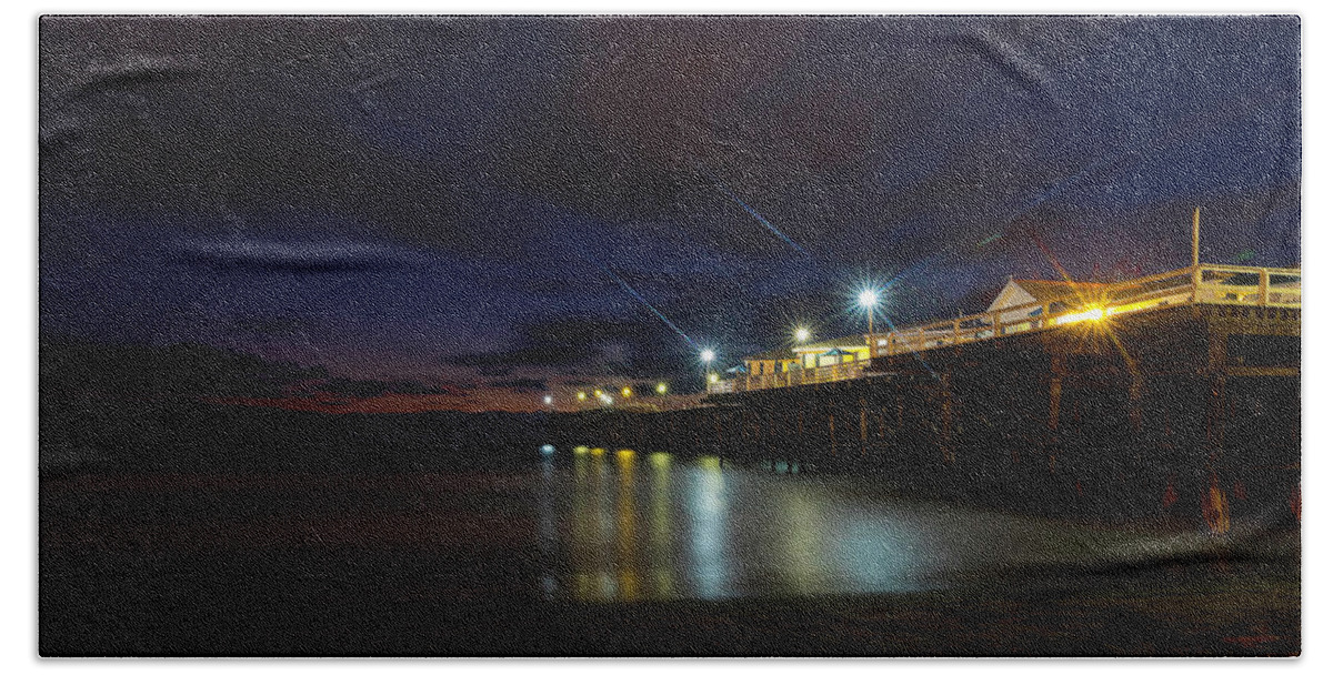 2017 Hand Towel featuring the photograph Crystal Beach Pier Blue Hour by James Sage