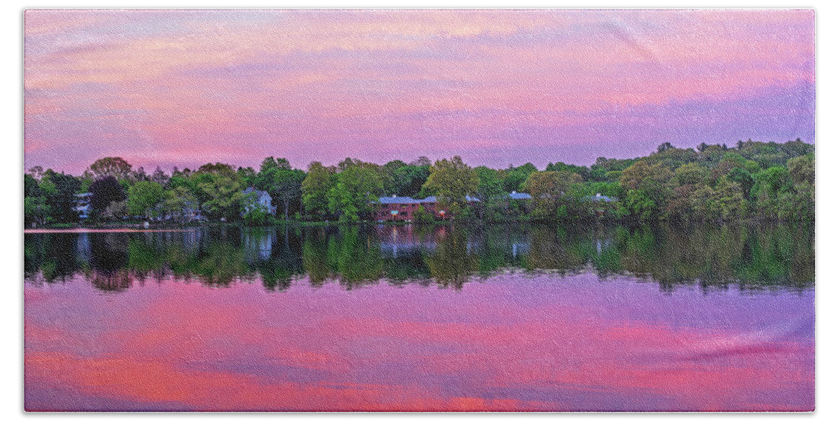 Crystal Hand Towel featuring the photograph Crystal Lake Sunset Newton MA by Toby McGuire