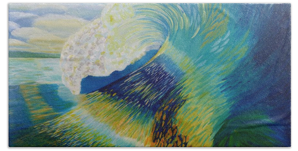 Ocean Bath Towel featuring the painting Curl by Jenn C Lindquist