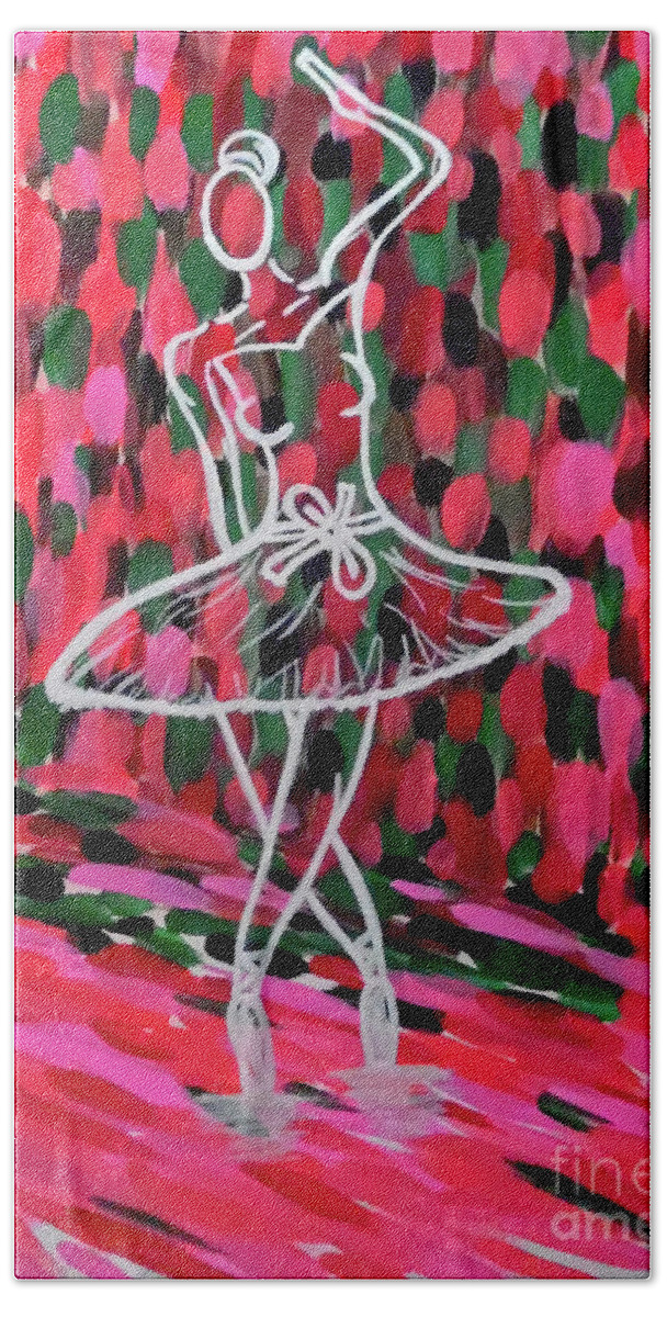 Ballerina Pink Bath Towel featuring the painting Curtain Call by Jilian Cramb - AMothersFineArt