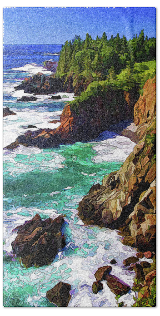 Maine Seascape Hand Towel featuring the photograph Cutler Coast Whitewater by ABeautifulSky Photography by Bill Caldwell