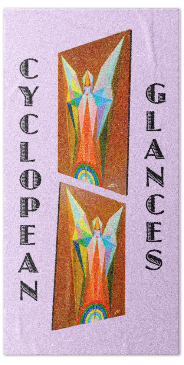 Art Bath Towel featuring the painting Cyclopean Glances Judgment by Michael Bellon