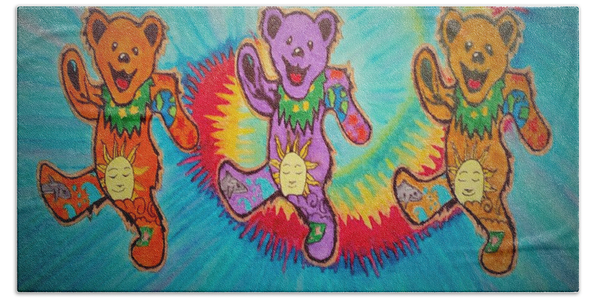 Bears Hand Towel featuring the painting Da Bears by John Cunnane