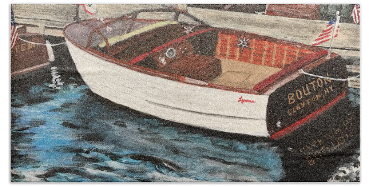 Boats Hand Towel featuring the painting Dad's Lyman by Joel Charles