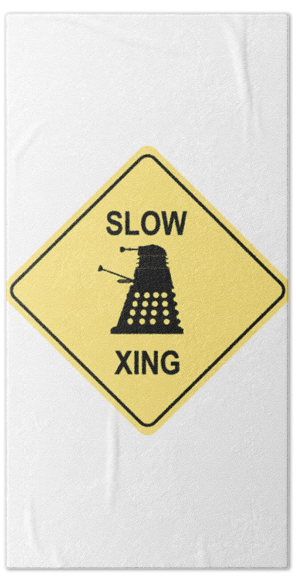 Richard Reev Bath Towel featuring the digital art Dalek Crossing by Richard Reeve