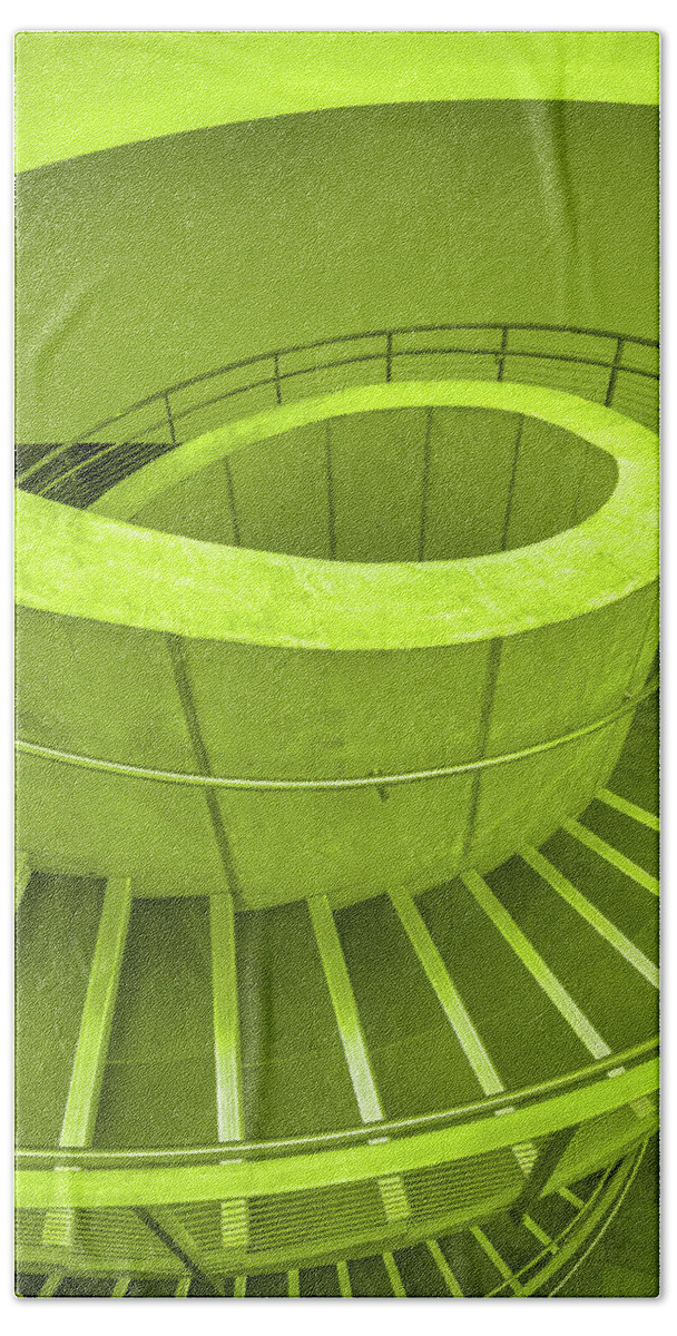 Dali Museum Hand Towel featuring the photograph Dali Museum Staircase in Green by Judith Barath