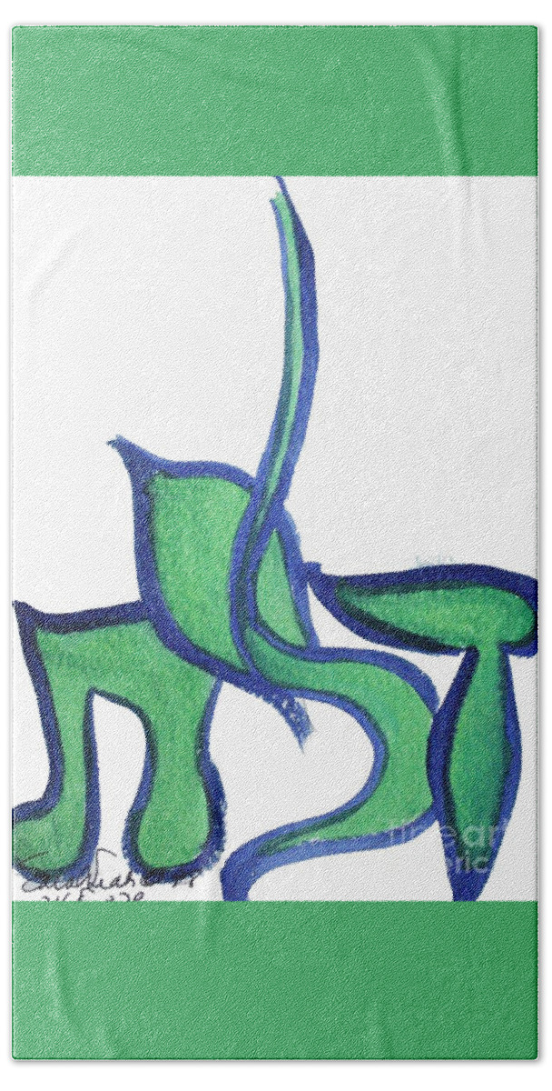 Dalit Sarahleah Hankes Draw Water Or Bough Bath Towel featuring the painting DALIT nf1-176 by Hebrewletters SL