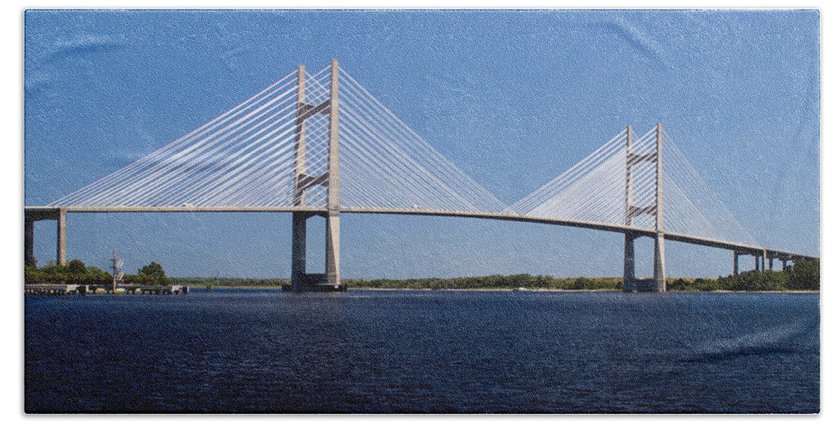 Dames Point Hand Towel featuring the photograph Dames Point Bridge by Farol Tomson