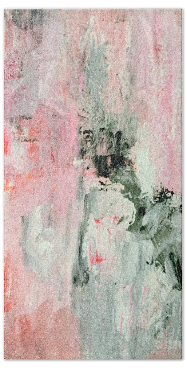 Abstract Bath Towel featuring the painting Dance Studio by Elle Justine