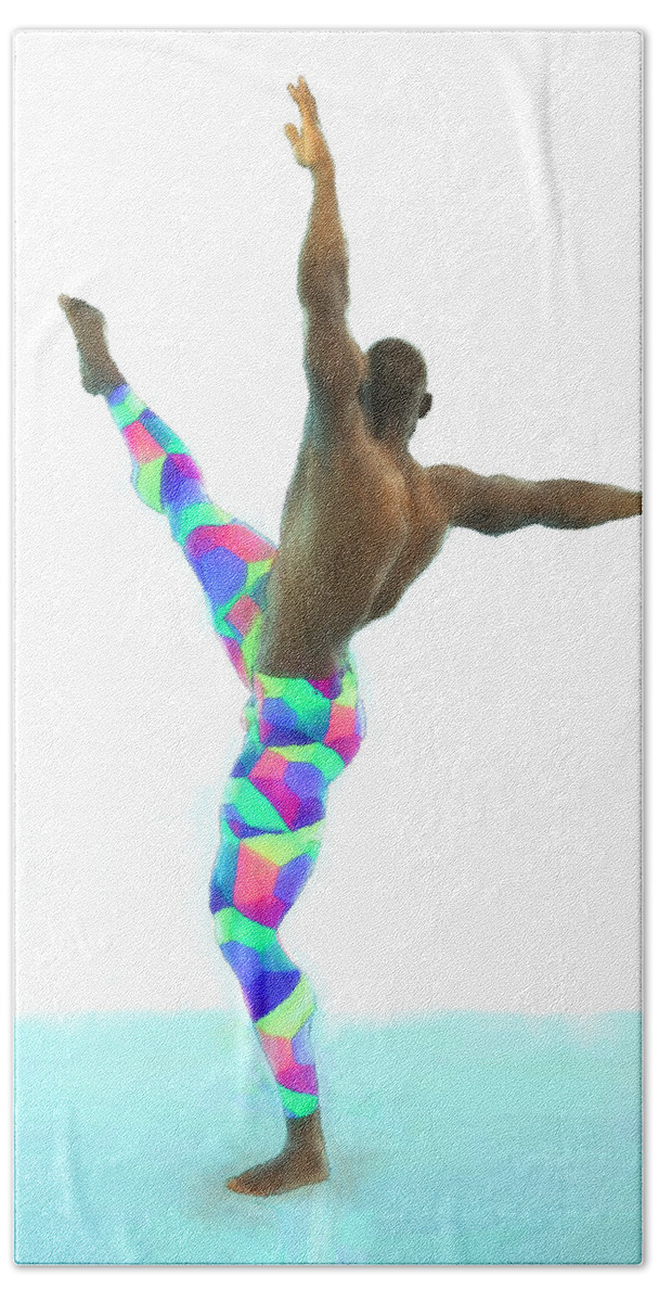 Dancer Bath Sheet featuring the painting Dancer colorful by Quim Abella
