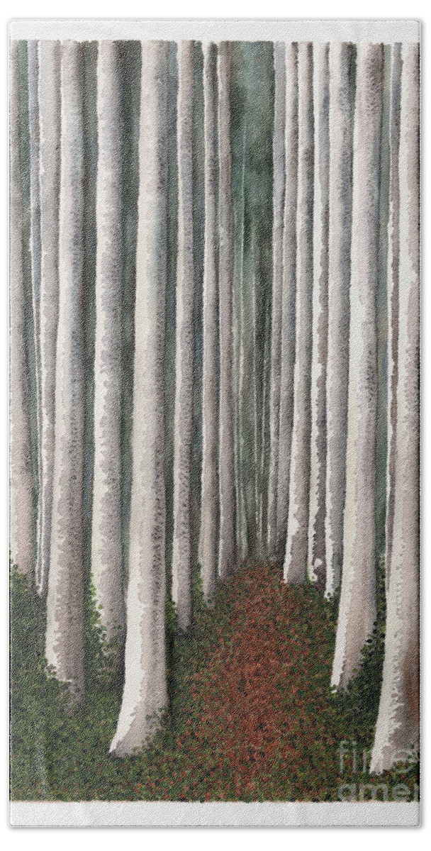 Fantasy Bath Towel featuring the painting Dark Forest by Hilda Wagner