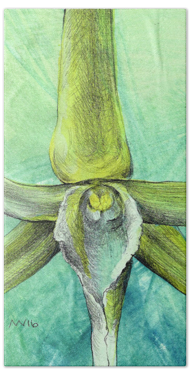 Orchid Hand Towel featuring the mixed media Darwin's Orchid by AnneMarie Welsh