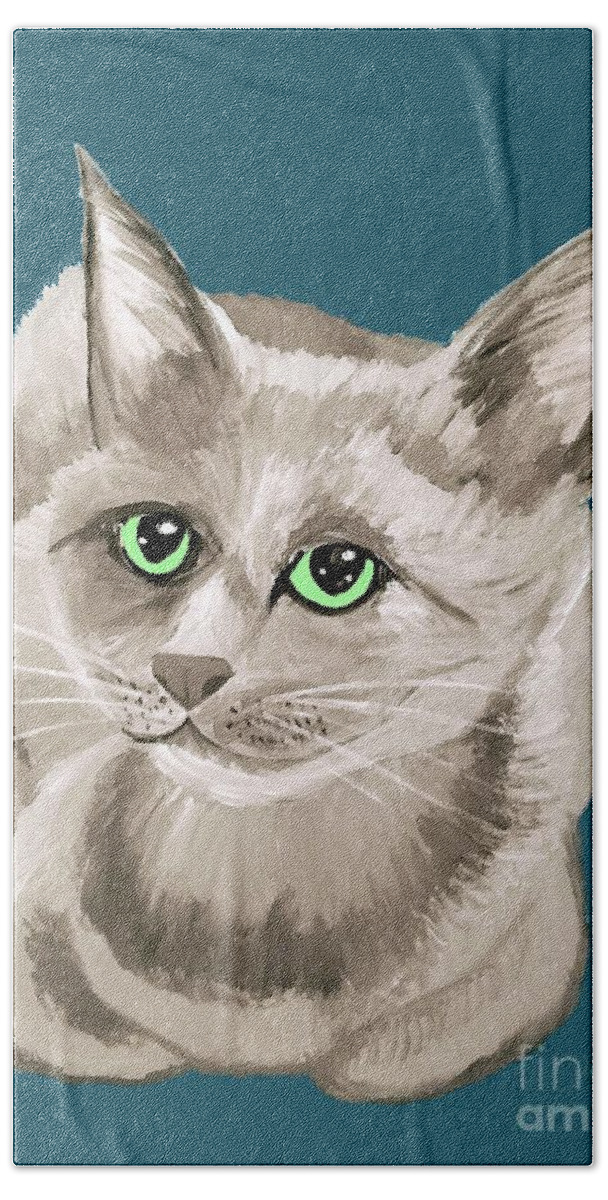 Pet Portrait Hand Towel featuring the painting Date With Paint Sept 18 2 by Ania Milo