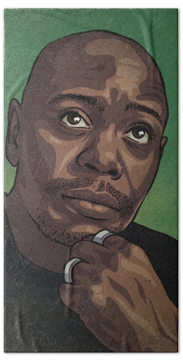 Dave Chappelle Hand Towel featuring the drawing Dave Chappelle by Miggs The Artist