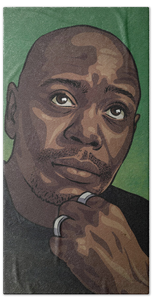 Dave Chappelle Bath Sheet featuring the drawing Dave Chappelle by Miggs The Artist