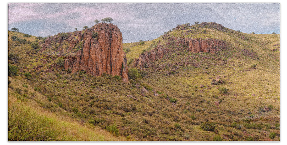Davis Mountains Bath Towel featuring the photograph Davis Mountains State Park Rocky Outcrop from the Indian Lodge Trail - Jeff Davis County West Texas by Silvio Ligutti
