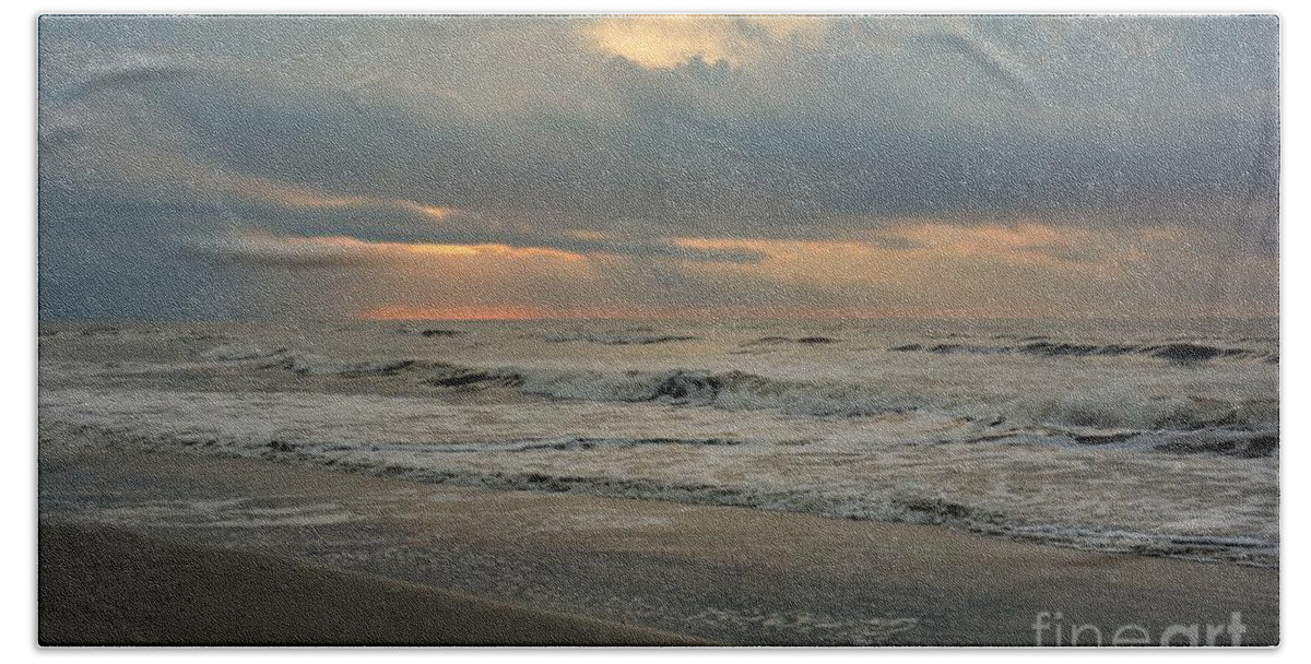 Sea Bath Towel featuring the digital art Dawn At Sea by Jan Gelders