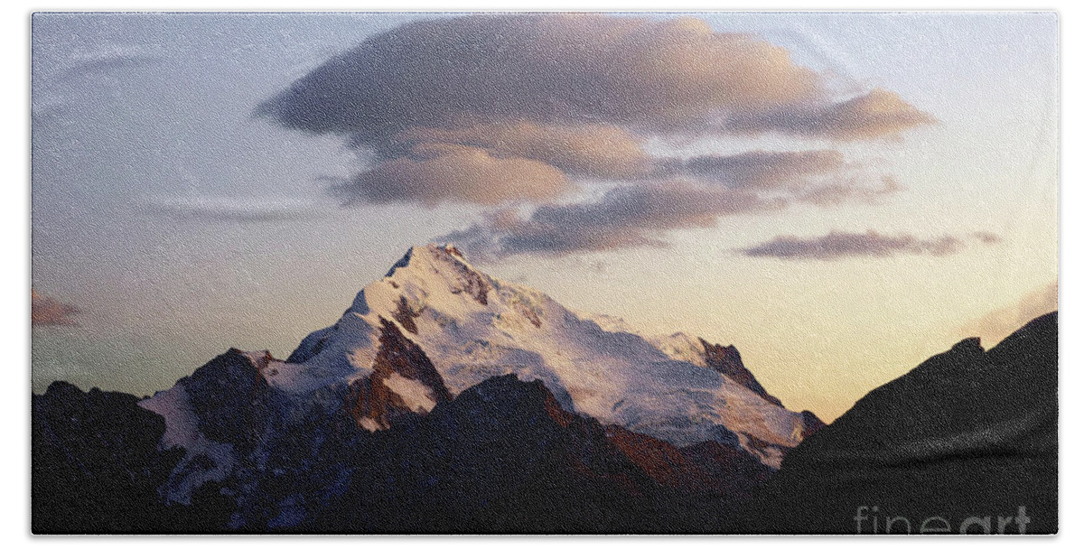 Bolivia Bath Towel featuring the photograph Dawn Cloud Above Mt Huayna Potosi 1 by James Brunker