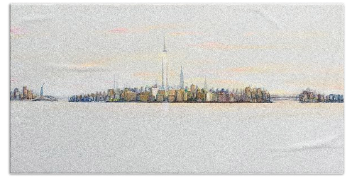 Manhattan Hand Towel featuring the painting Dawns Early Light by Jack Diamond