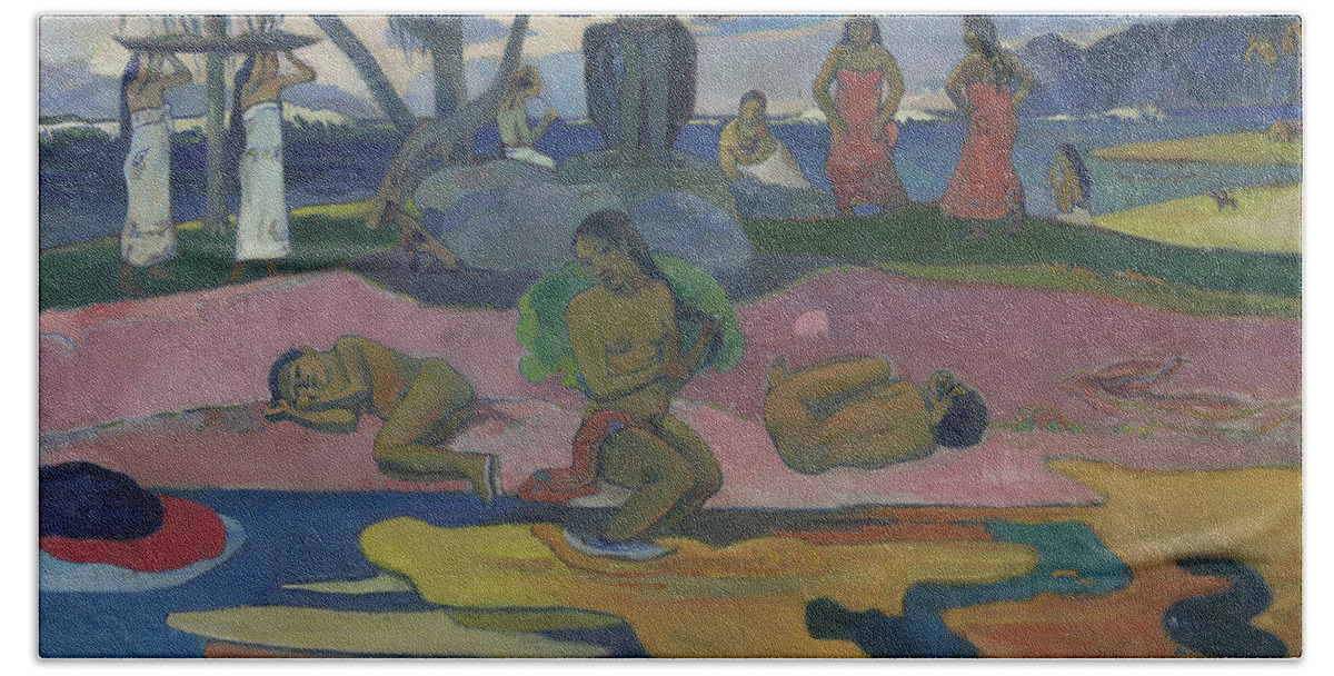 Gauguin Bath Towel featuring the painting Day of the God by Paul Gauguin