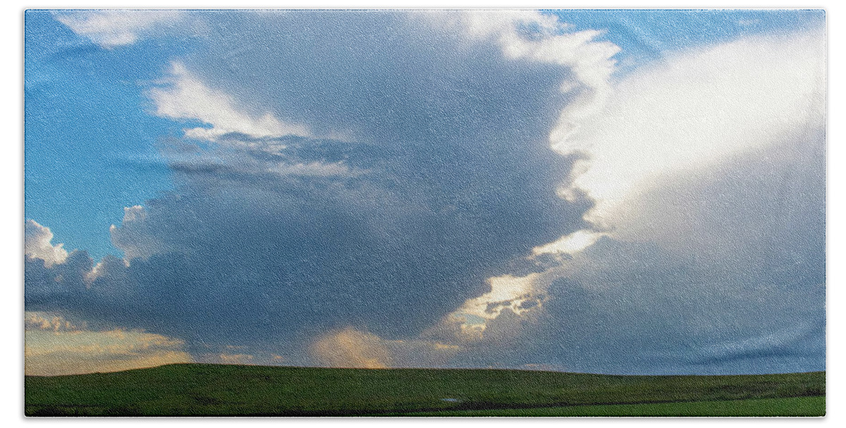 Clouds Hand Towel featuring the photograph DDP DJD Clouds over Tallgrass Prairie National Preserve_DSC2242 by David Drew