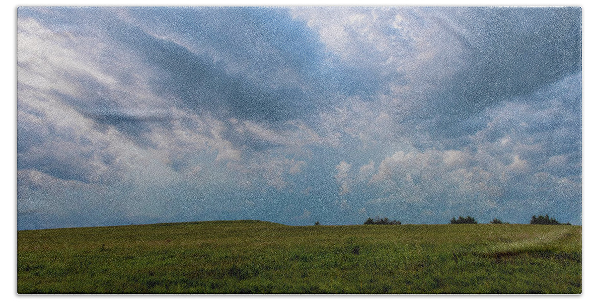 Clouds Hand Towel featuring the photograph DDP DJD Thunderstorm over Tallgrass Prairie Preserve_DSC2266 by David Drew