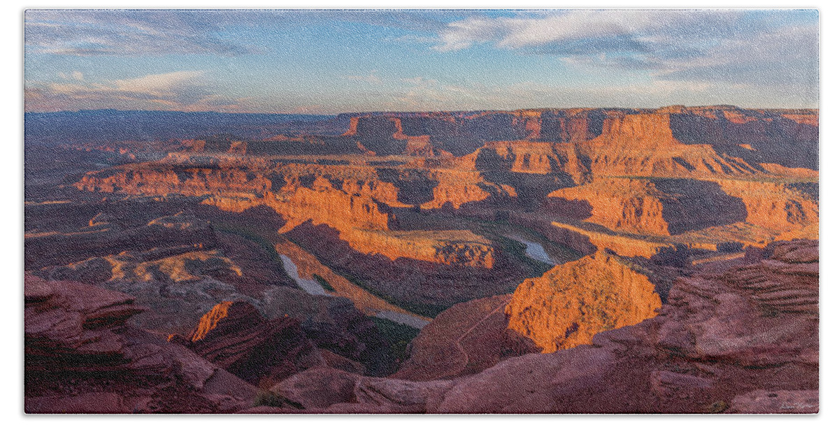 Dead Horse Point Hand Towel featuring the photograph Dead Horse Point Sunrise Panorama by Dan Norris