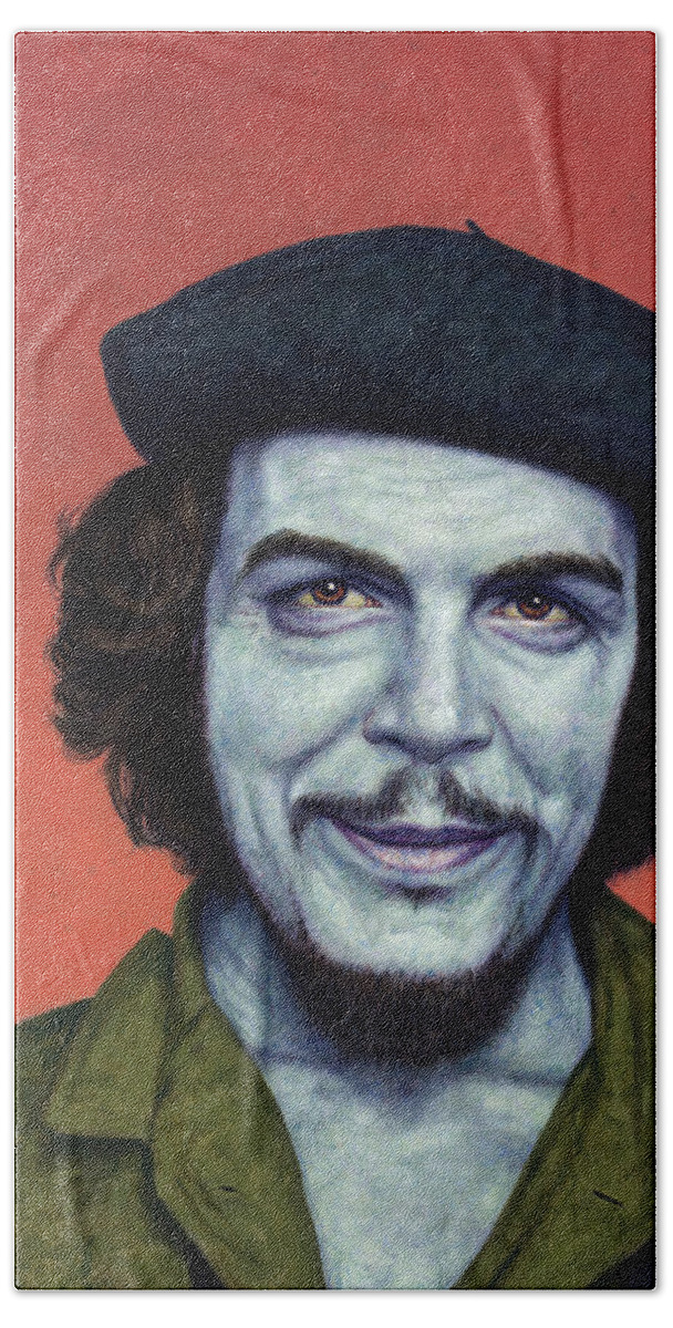 Che Hand Towel featuring the painting Dead Red - Che by James W Johnson