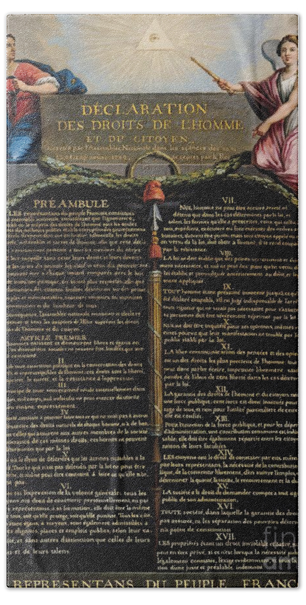 Declaration Hand Towel featuring the painting Declaration of the Rights of Man and Citizen by French School