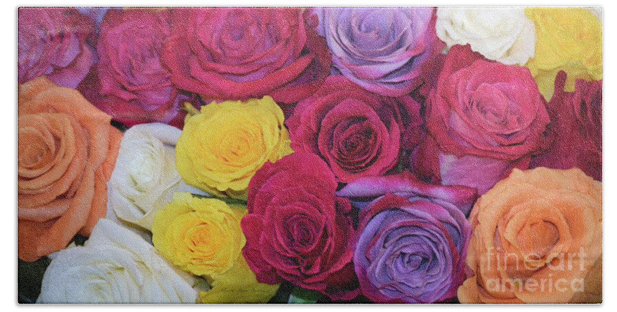 Roses Hand Towel featuring the photograph Decorative WallArt Brilliant Roses Photo B41217 by Mas Art Studio