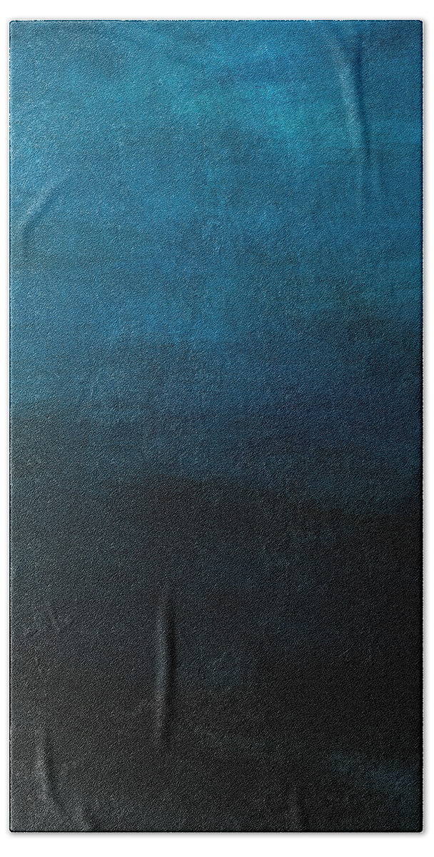 Blue Hand Towel featuring the mixed media Deep Blue Mood- Abstract Art by Linda Woods by Linda Woods