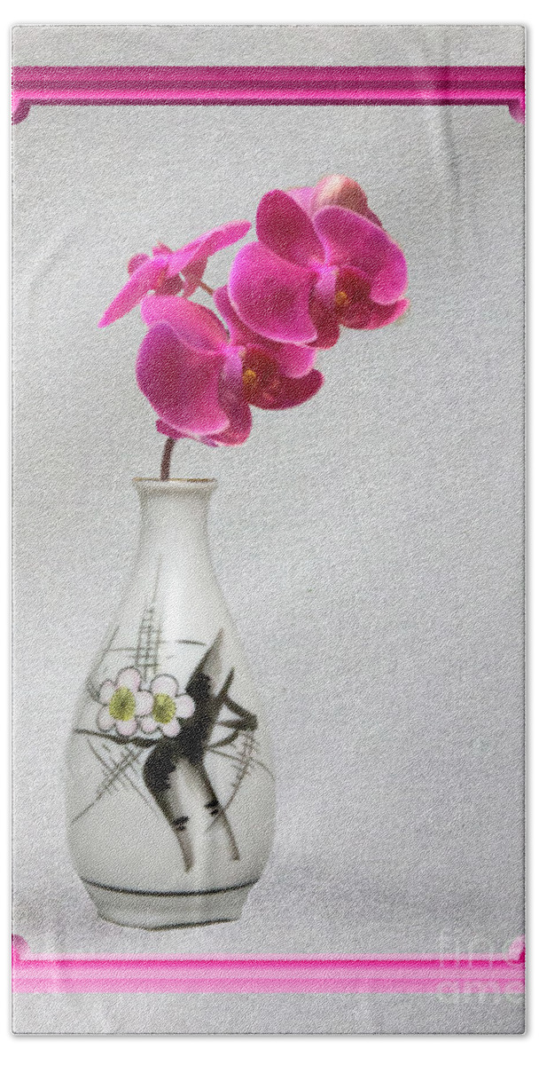 Flowers Hand Towel featuring the photograph Deep Pink Orchids by Linda Phelps