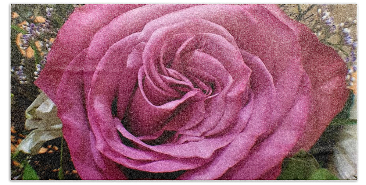 Rose Bath Towel featuring the photograph Deep Pink Rose by Jim Harris