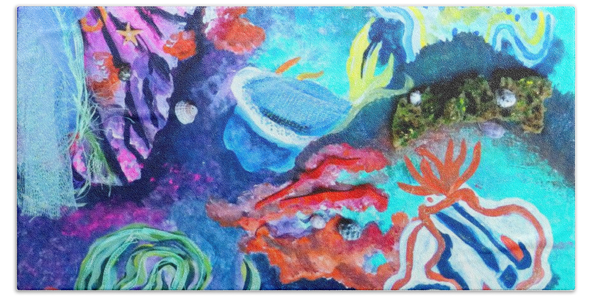 Nudibranch Bath Towel featuring the painting Deep Sea Nudibranch by Jayne Kerr