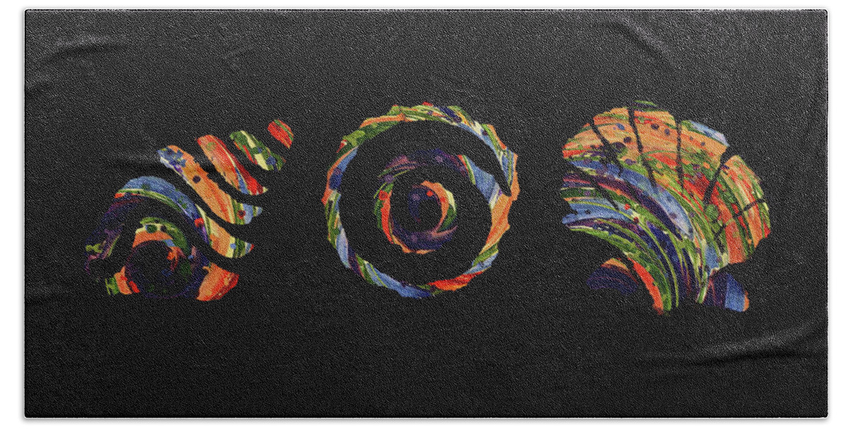 Abstract Bath Towel featuring the digital art Deep Sea Shell Trio by Deborah Smith