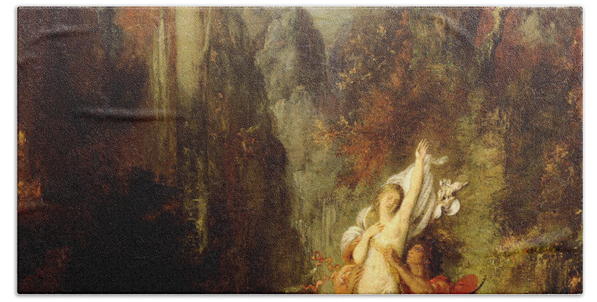 Mythology Hand Towel featuring the painting Dejanira Autumn by Gustave Moreau