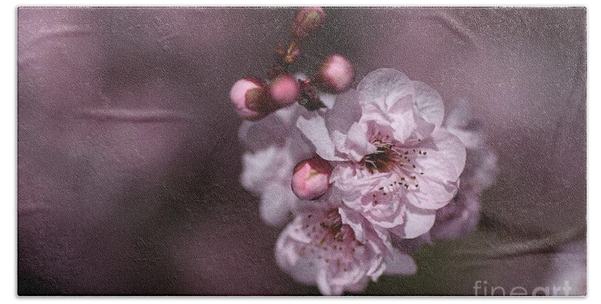 Bubbleblue Hand Towel featuring the photograph Delightful Pink Prunus Flowers by Joy Watson
