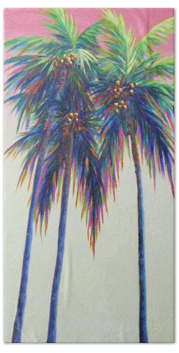 Palm Hand Towel featuring the painting Delray Yellows by Anne Marie Brown