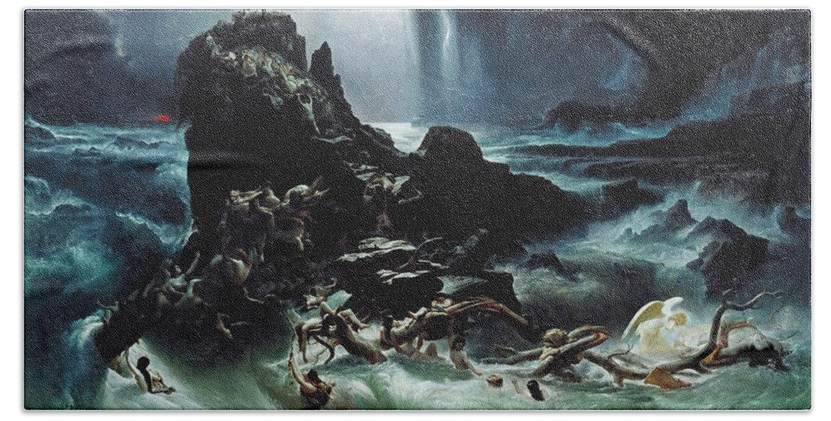 Deluge Bath Towel featuring the painting Deluge by Francis Danby