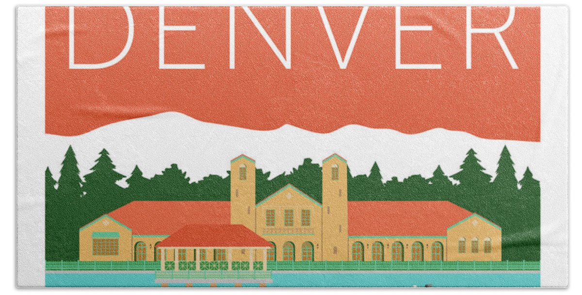 Denver Hand Towel featuring the digital art DENVER City Park/Coral by Sam Brennan